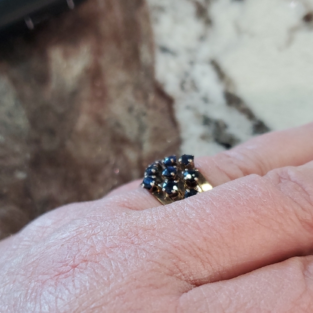 14k Yellow Gold Sapphire Vintage Harem Ring - Picture 6 of 17